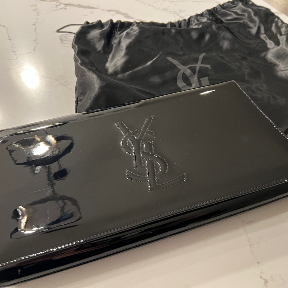 YSL Belle De Jour Black Patent Leather Clutch